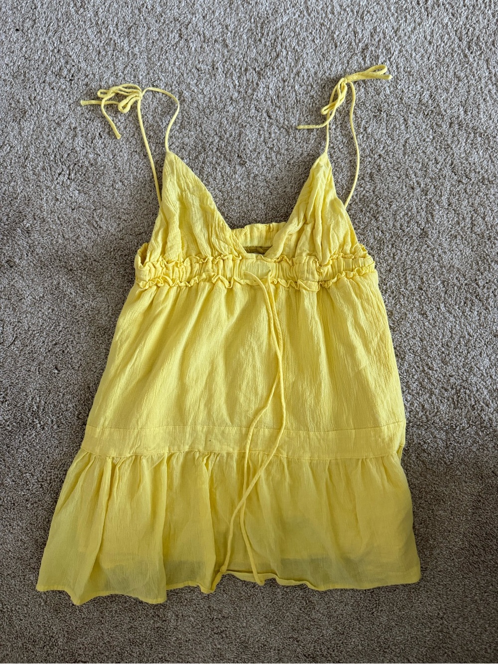 Princess Polly Lemon-Yellow Ruffle Tie-Shoulder Cami